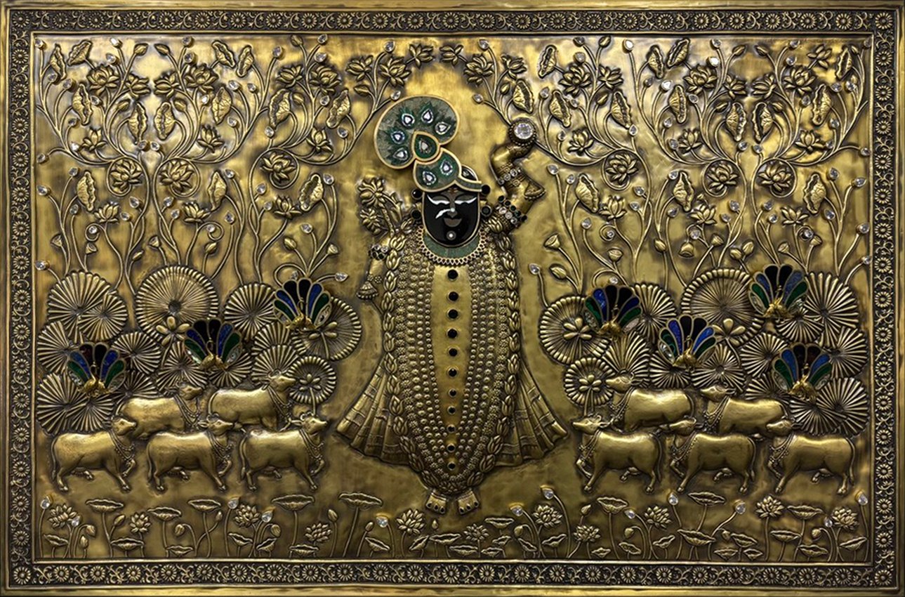 Shri Ji Handcrafted Brass Panel