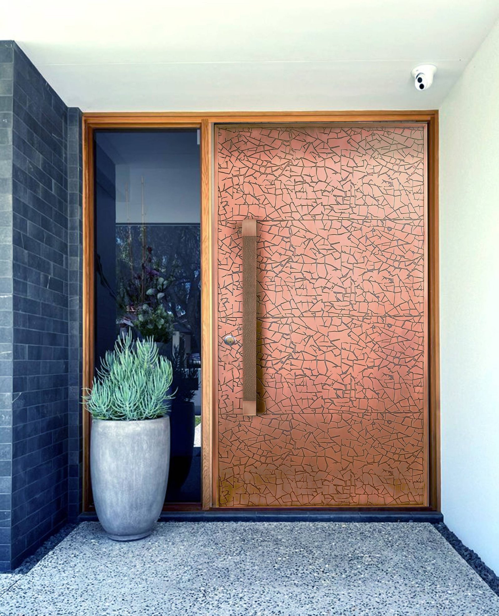 Sahara handcrafted copper door with textured desert-inspired surface