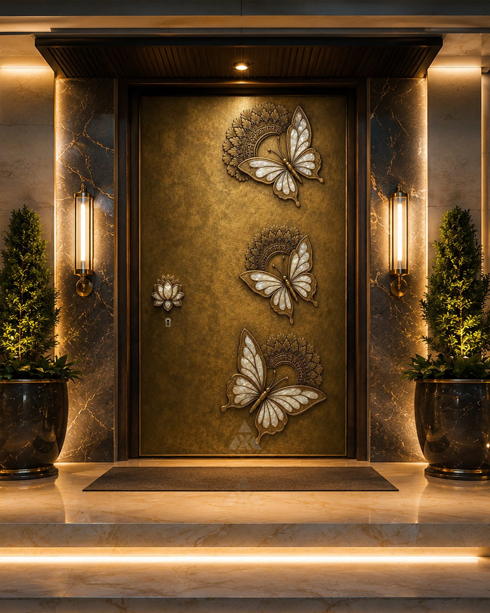 Harmony luxury handcrafted copper door with elegant line design