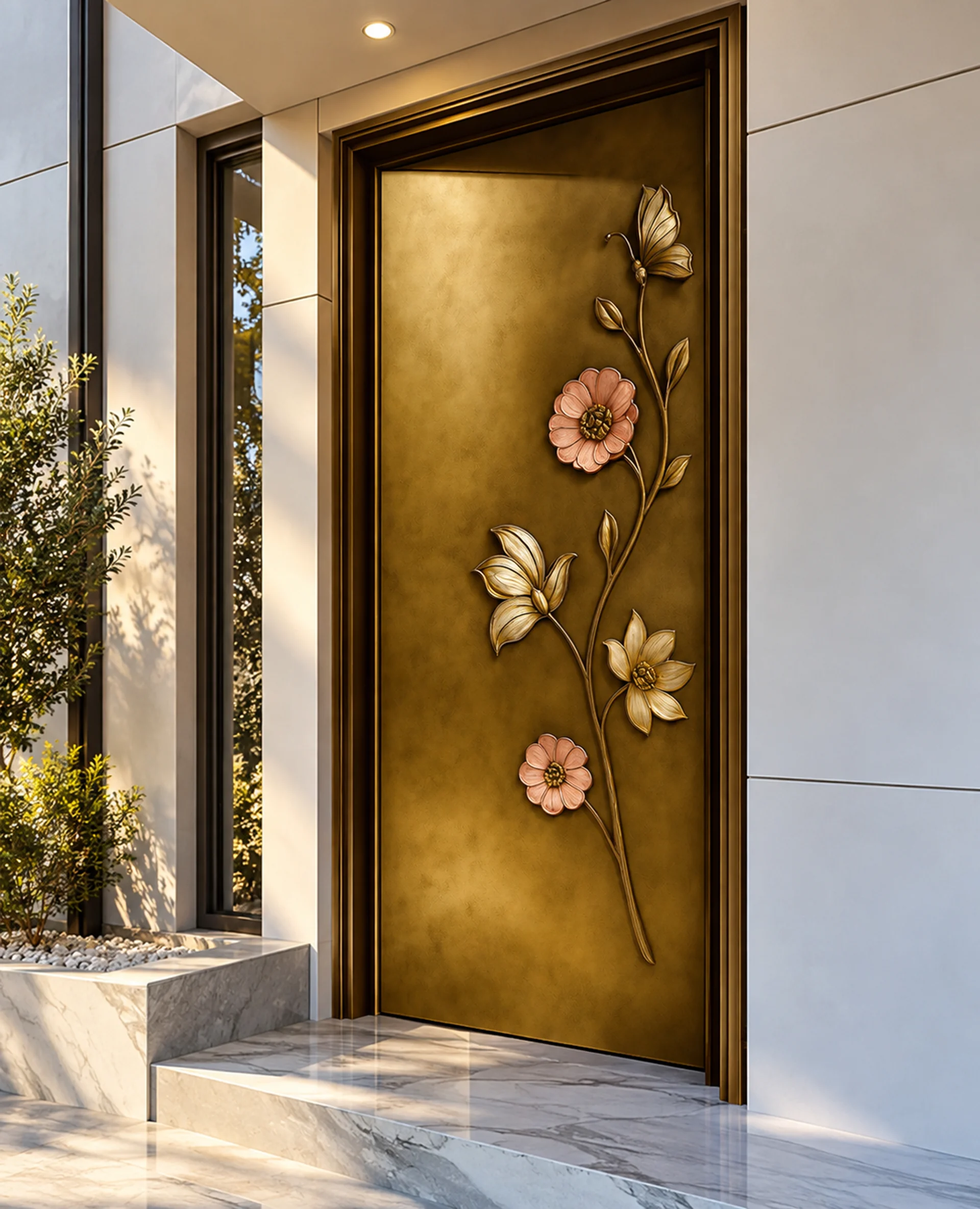 The Flora Elegance Brass Door view 3