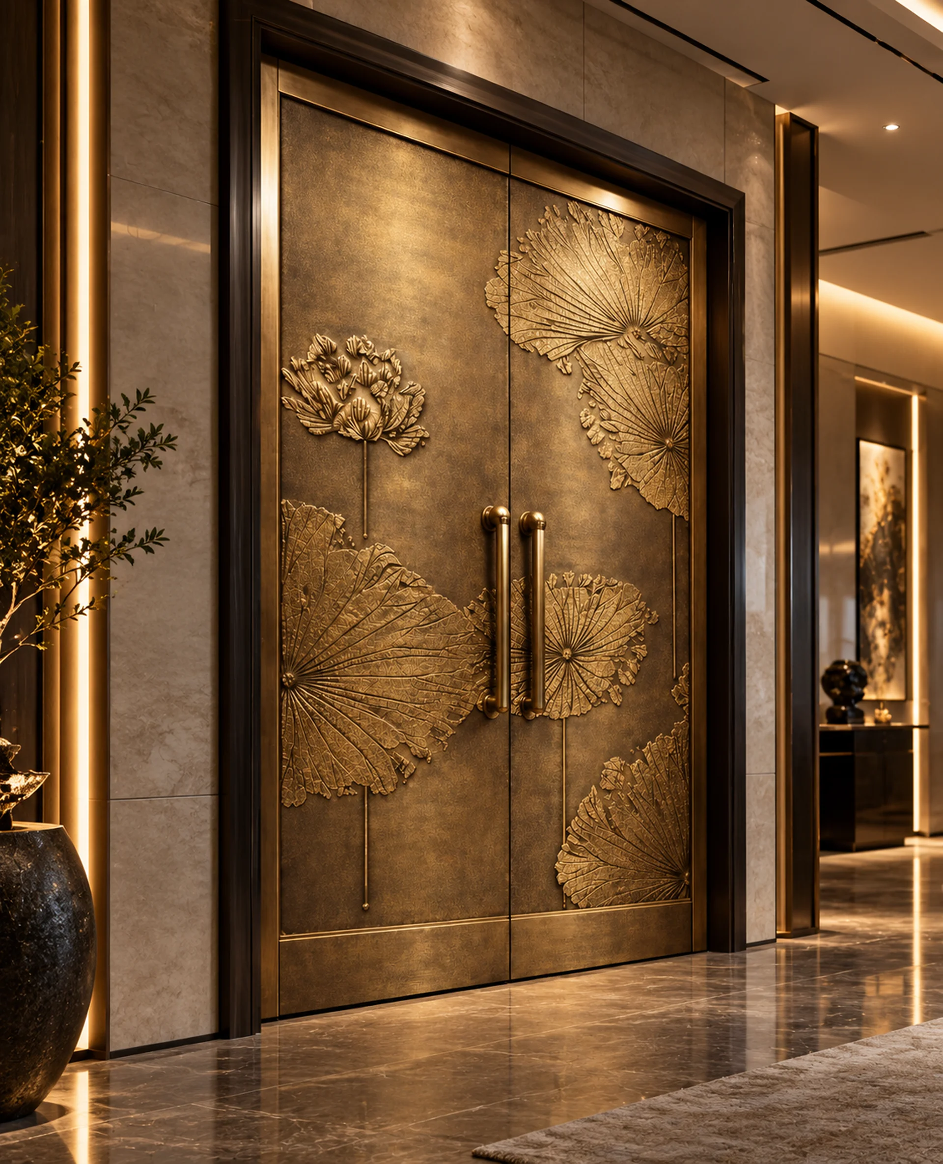The Lotus Brass Door Brass Door