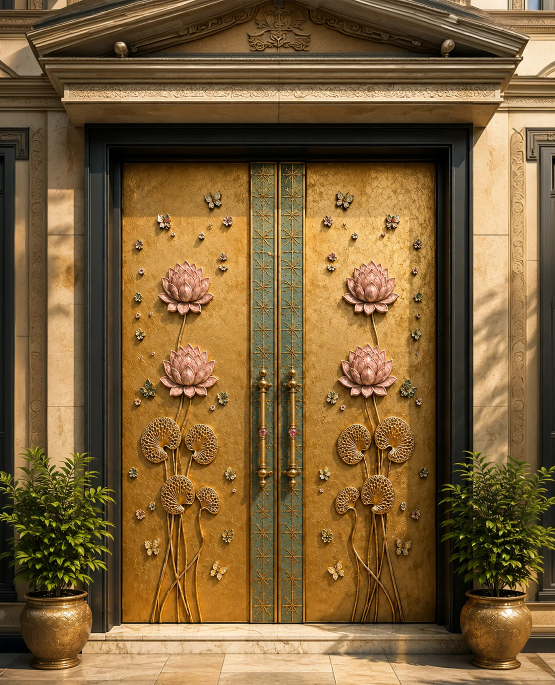 The Royal Lotus Copper Door Copper, Brass Door