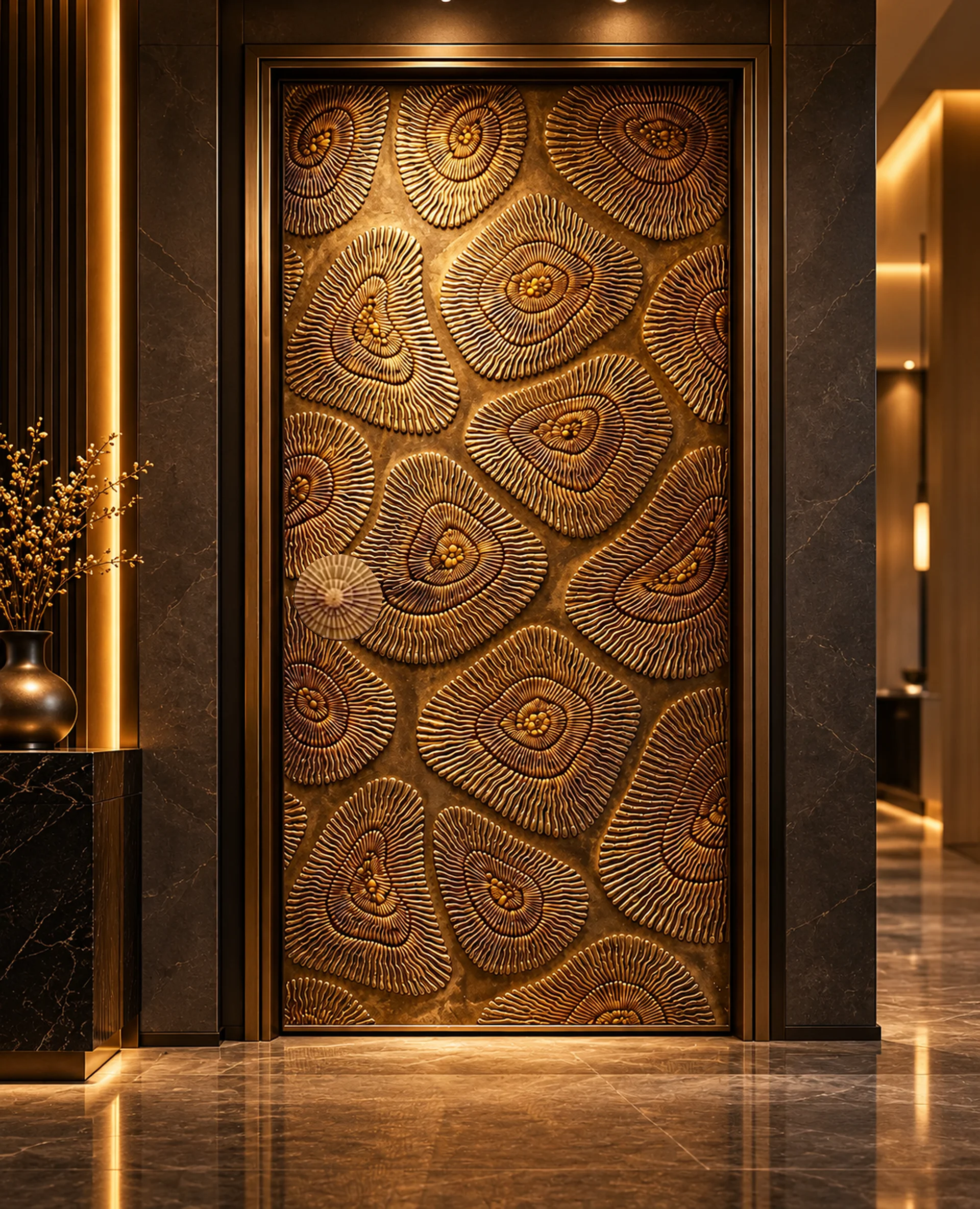 The Sculpted Aura Brass Door view 3