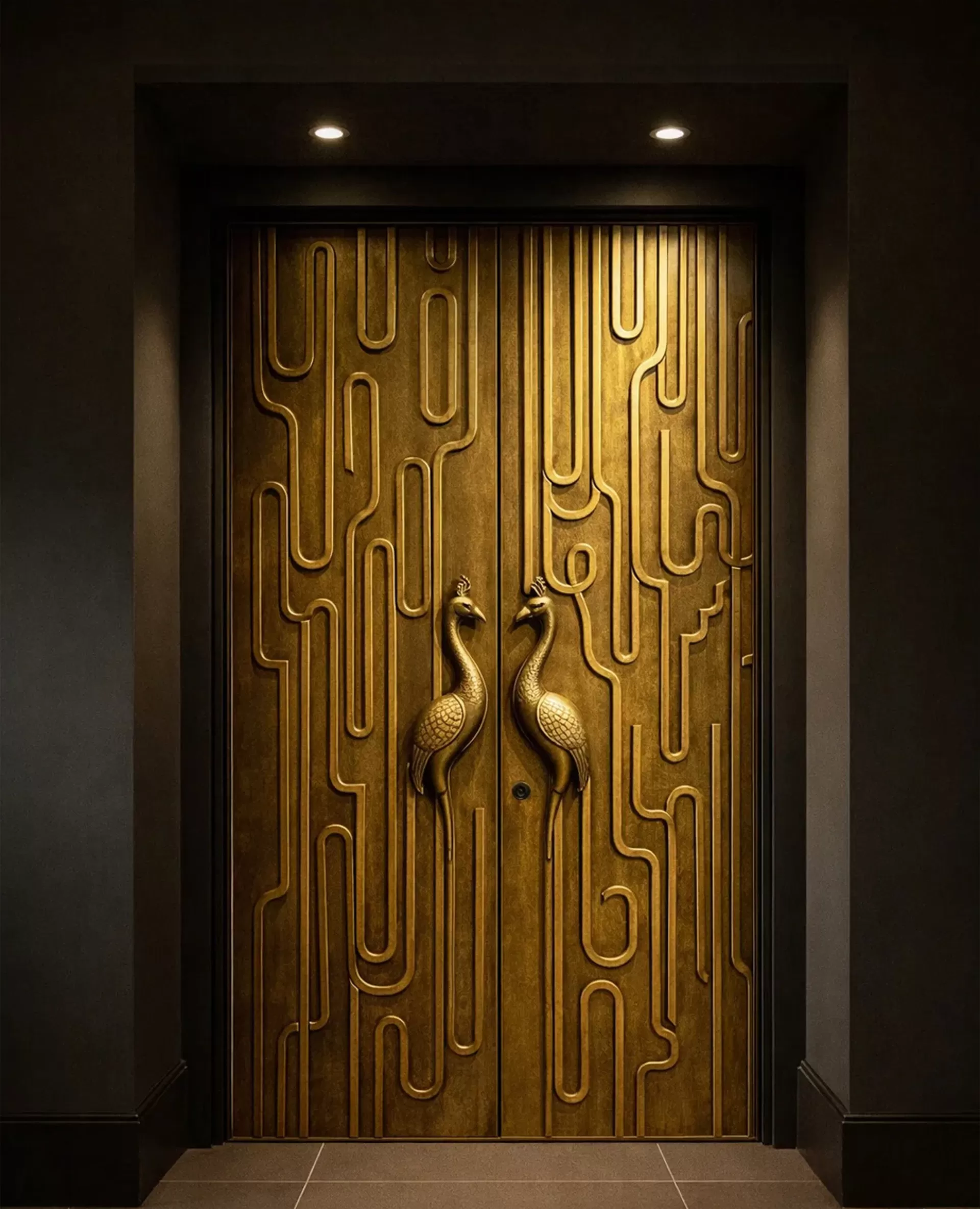 Crane Brass Door
