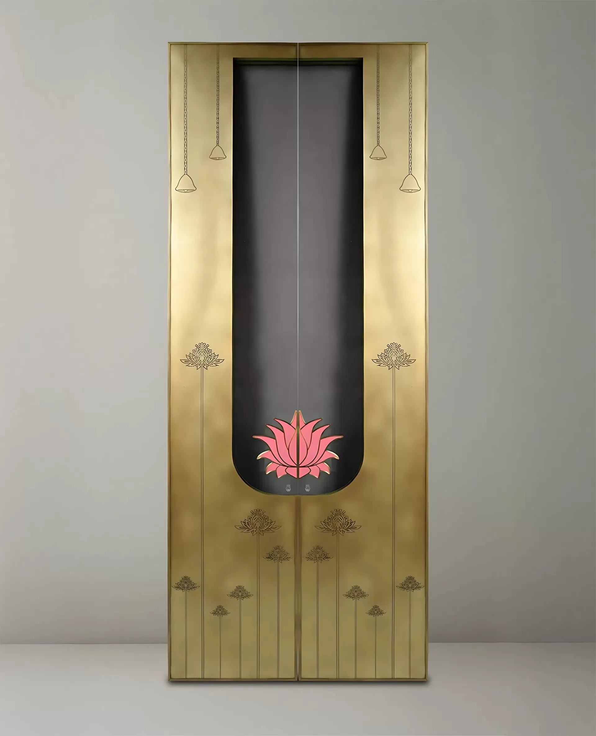 Lotus - Pooja Door Brass Door