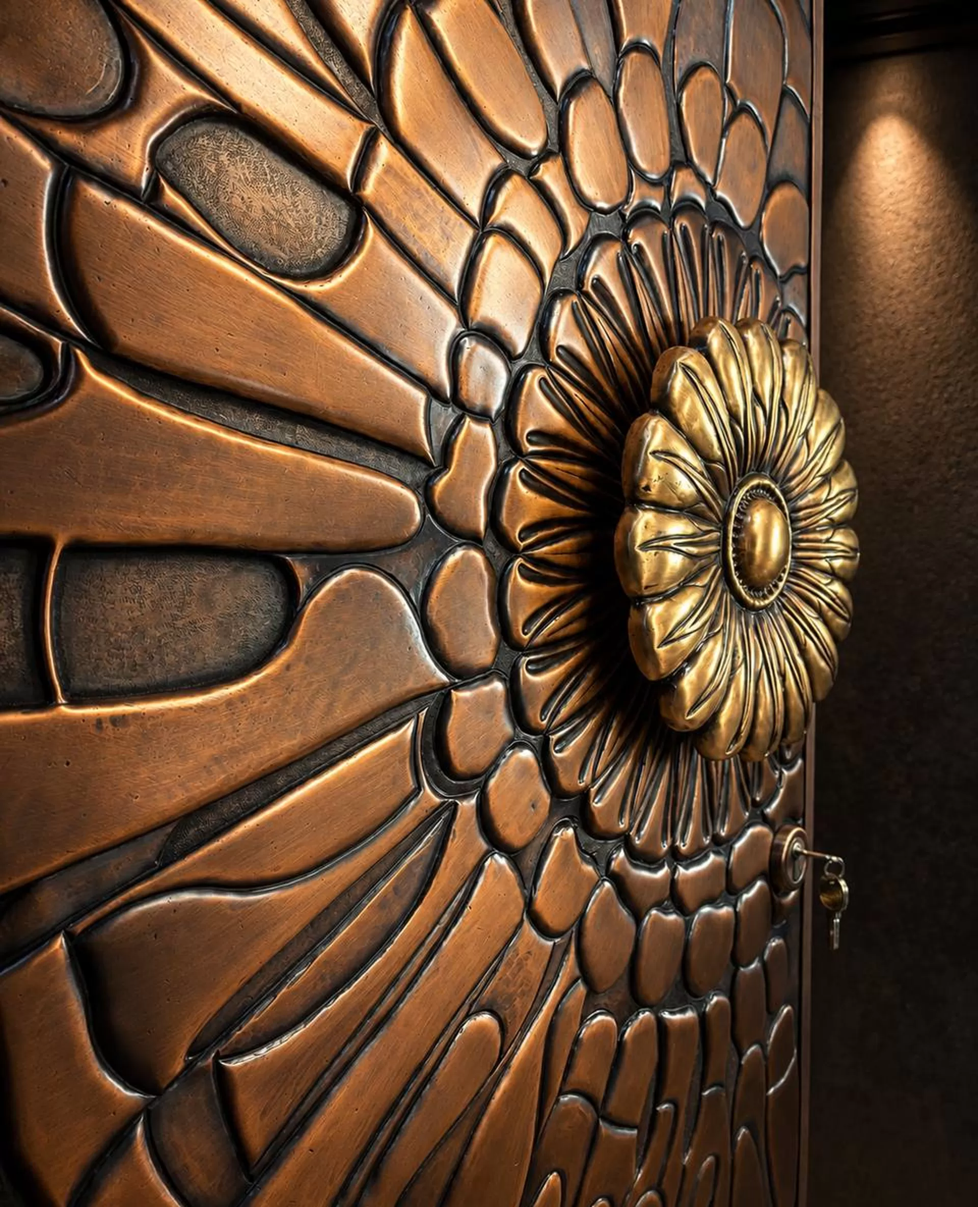 Handcrafted brass filigree double doors
