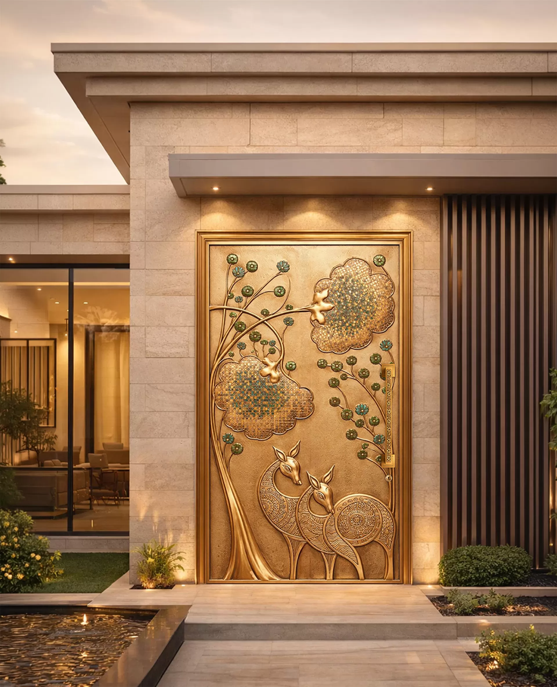 The Golden Glade Brass Door