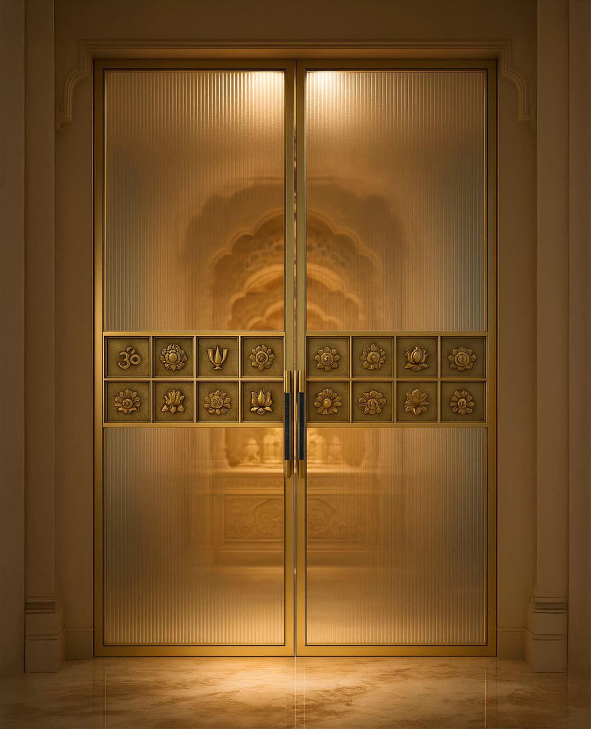 Regalia - Pooja Door Brass & Glass Door