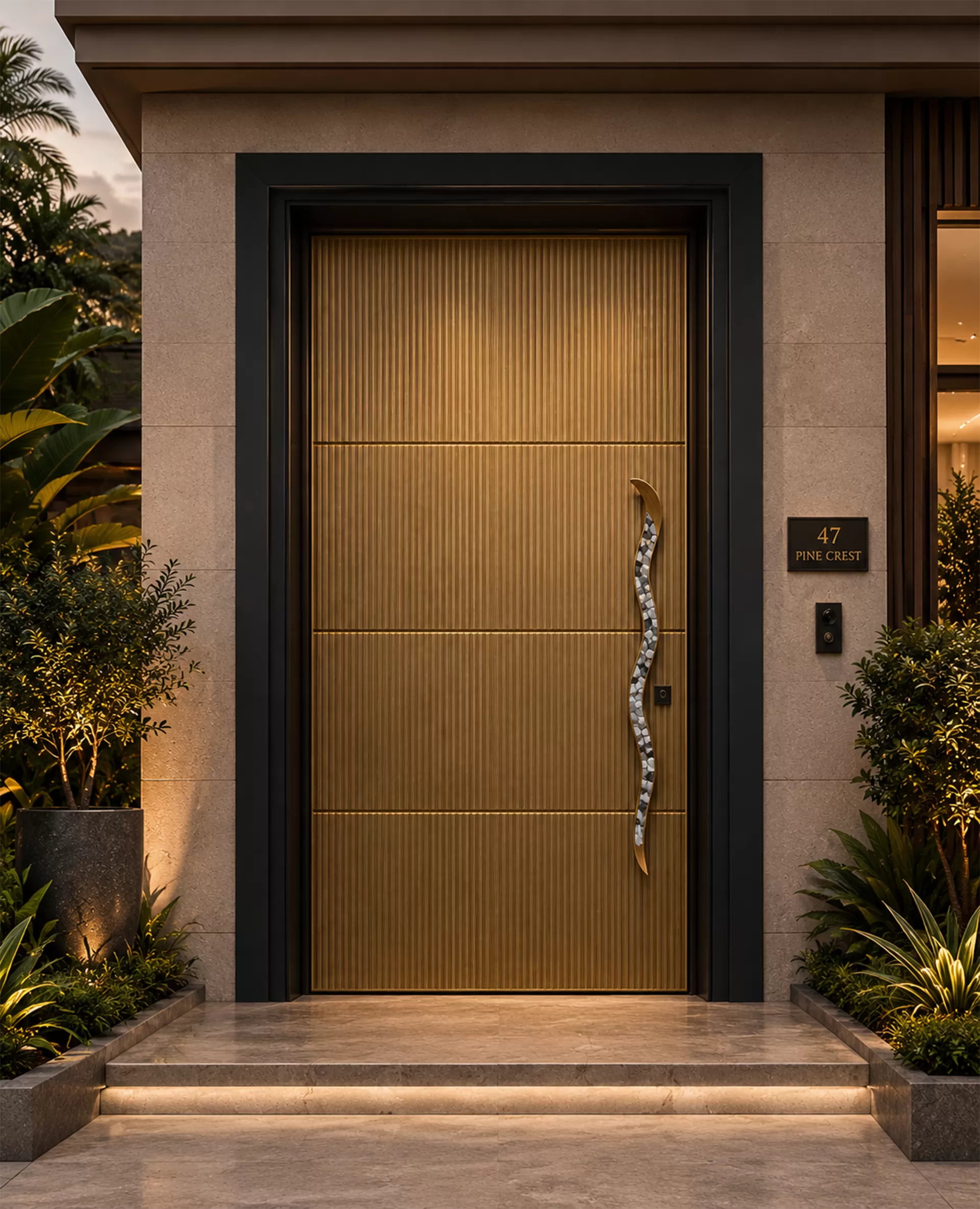 Nacre Brass Door
